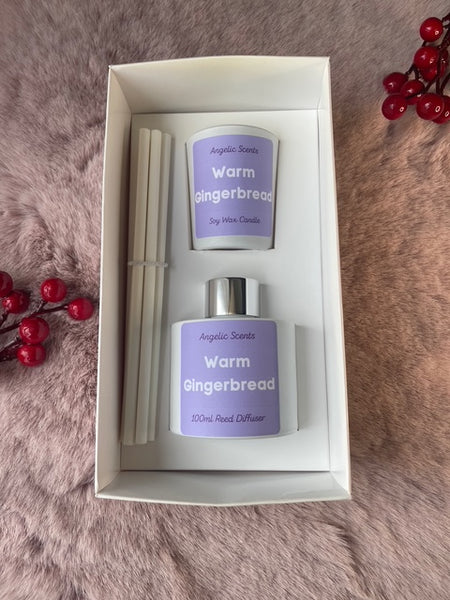 Christmas Gift Set Scented Soy Wax Candle and Reed Diffuser