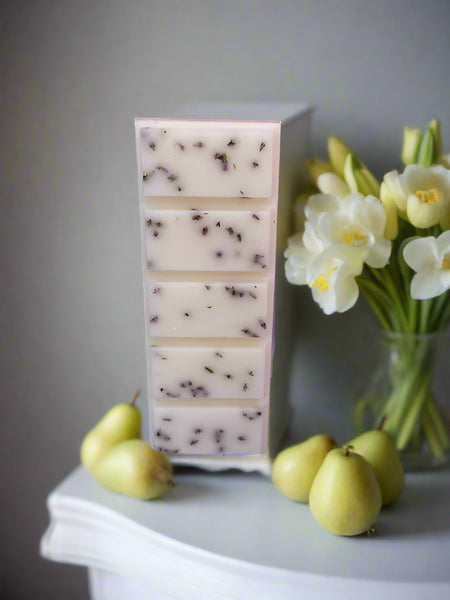 english pear and freesia wax melt snap bar