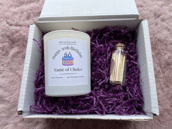 Personalised 30th Birthday Gift Candle, 20cl, Soy Wax