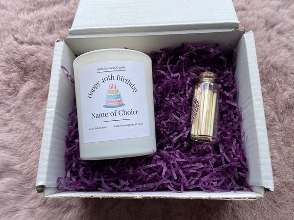 Personalised 40th Birthday Gift Candle, 20cl, Soy Wax