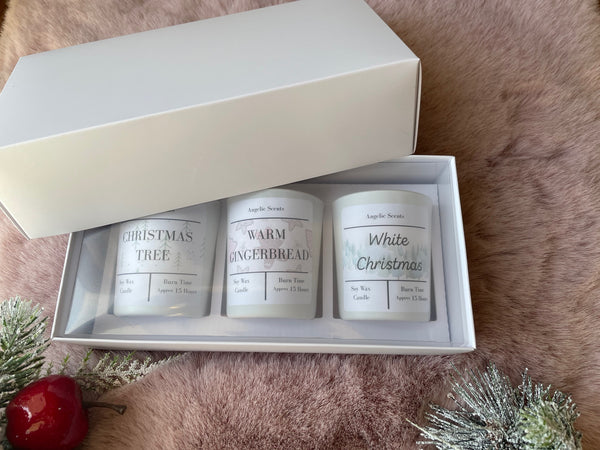 Christmas Scented Soy Wax Candles Gift Set, 9cl, Gingerbread, Christmas Tree, White Christmas