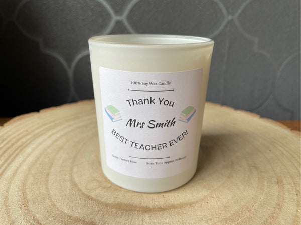 Personalised  Best Teacher Ever Gift Candle, 20cl, Soy Wax
