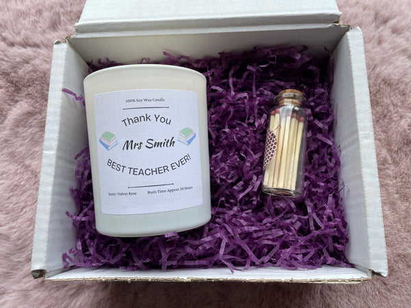 Personalised  Best Teacher Ever Gift Candle, 20cl, Soy Wax