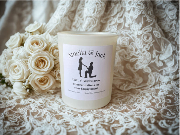 Personalised Engagement Gift Candle, 20cl, Soy Wax