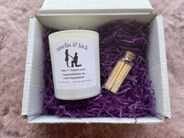 Personalised Engagement Gift Candle, 20cl, Soy Wax