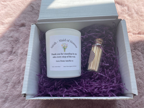 Personalised Maid of Honour Candle Gift