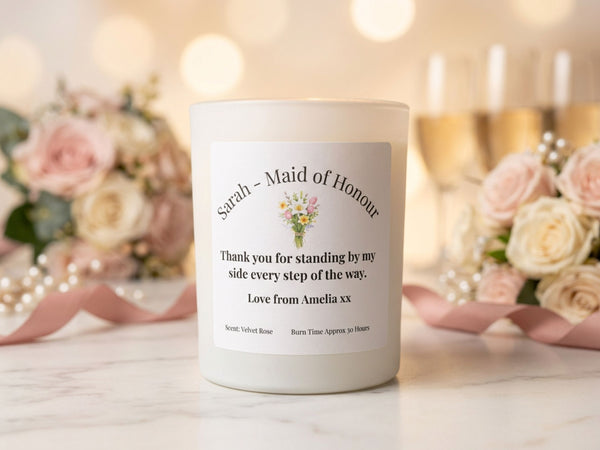 Personalised Maid of Honour Candle Gift