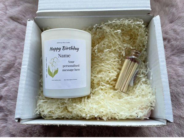 Personalised May Birth Flower Gift Candle, 20cl, Soy Wax