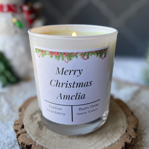 Personalised Merry Christmas Candles, 20cl, Soy Wax