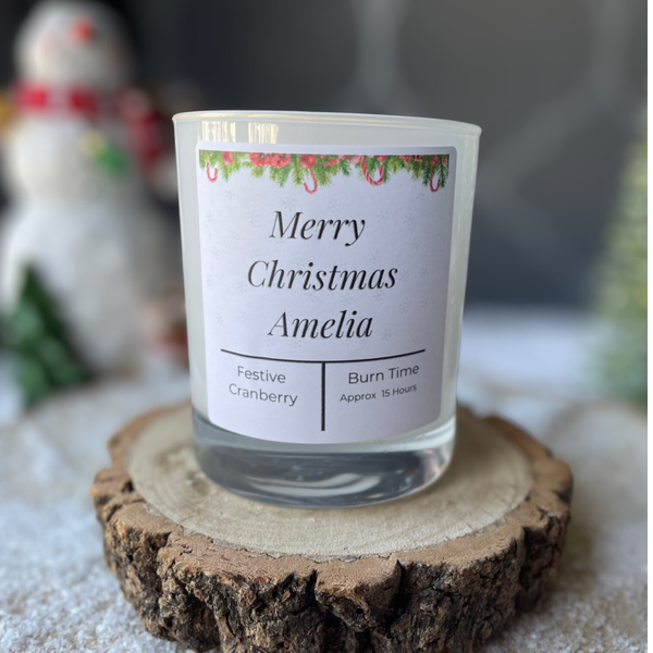 Personalised Merry Christmas Candles, 20cl, Soy Wax