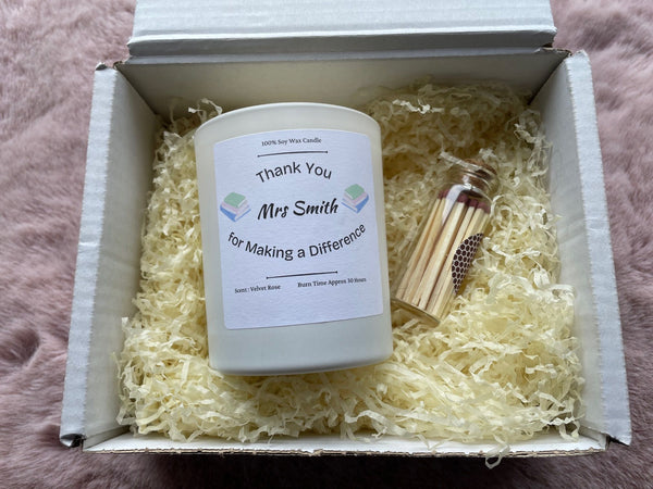 Personalised Teacher Appreciation Gift Candle, 20cl, Soy Wax