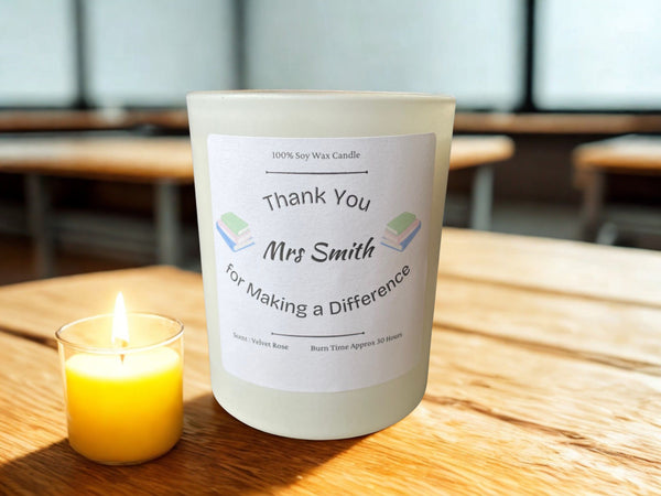 Personalised Teacher Appreciation Gift Candle, 20cl, Soy Wax