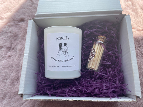 Personalised Will You Be My Bridesmaid Candle Gift