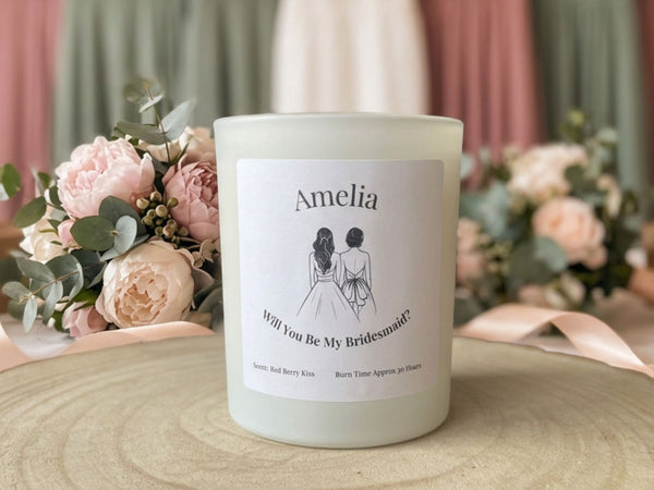 Personalised Will You Be My Bridesmaid Candle Gift
